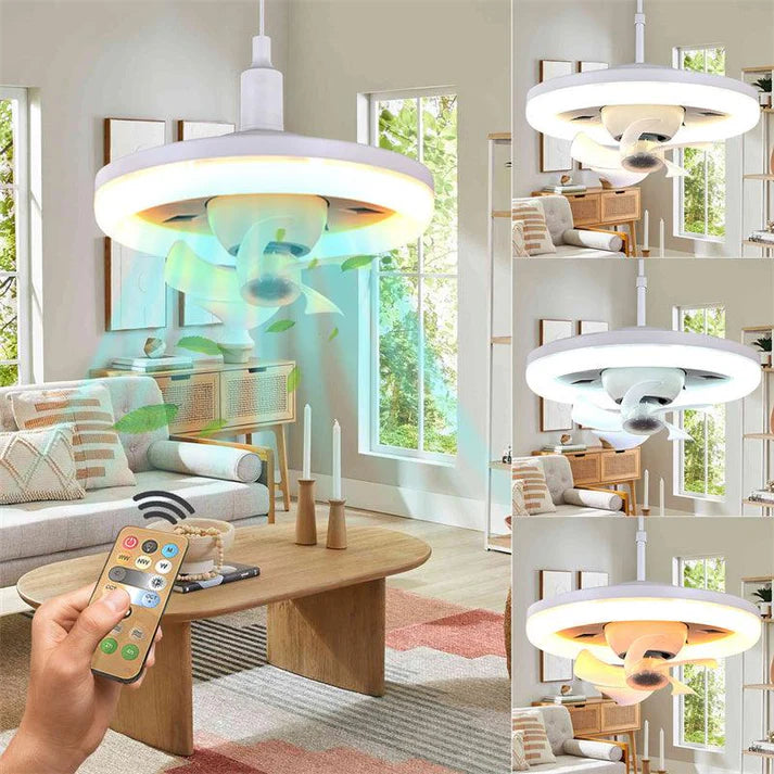 Ceiling Fan with Circular LED Lamp and Bivolt Remote Control